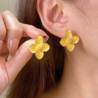 Fresh Painting Oil Petal Stud Earrings ~ 7662