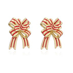 Gold Red Bow 1 Pair