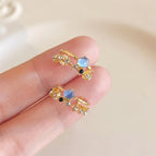 39# Gold Diamond C- Shaped Stud Earrings