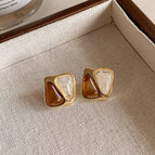Square Contrast Stud Earrings