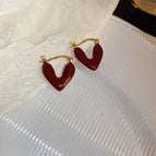 Dark Red-Love Oil Drop Earrings
