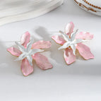 Pink Flower Stud Earrings