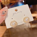 No. 71 White Zircon Winding Pearl (Real Gold Plating)