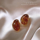 65# Irregular Amber Ear Studs