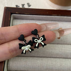 Black Butterfly Love Heart Stud Earrings R4936b