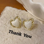 31#Gold-rimmed vine smudged oil drop earrings