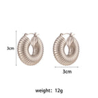 30mm Thread Type Closed Loop Hollow Earrings-Silver