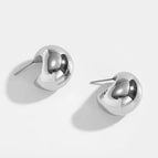 Semicircle Hollow Earrings Steel Color / 18K