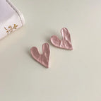 Pink Pleated Heart-Silver Needle
