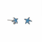 Drip Glazed Blue Starfish Stud Earrings