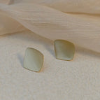 10# Gold Square Piece Brushed Stud Earrings
