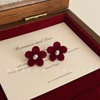 13#Pearl Flower Stud Earrings