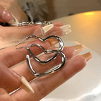 Simple big love small earrings