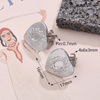 17x16mm (Needle Thickness: 0.7mm) / Geometric Pattern Love Heart Earrings (Steel Color) / 1 Pair/Package