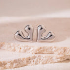 67# Irregular Heart Stud Earrings (Real Gold Plating)