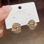 No. 97 Super Flash Rhinestone Ear Studs (Thick Real Gold Plating)