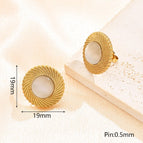 19x19mm (Needle Thickness:0.8mm) / Opal Spiral round Earrings (Gold) / 1 Pair/Package