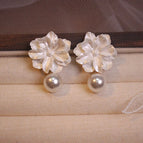 White Flower Stud Earrings