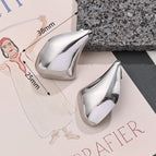 38x25mm (Needle Thickness: 0.5mm) / Special-Shaped Glossy Earrings (Steel Color) / 1 Pair/Package