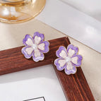 Purple Flower Stud Earrings