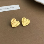 Brushed Gold Heart/Silver Needle