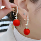 E384 Frosted Red Shell Beads / 925 Silver