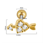 White Diamond Go through Heart with One Stone (Gold) / 0.8X6X3mm