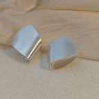 13# Silver Geometric Brushed Stud Earrings