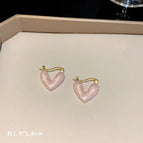 Pink Oil Drop Heart Earrings (GN0427)