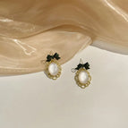 22#-Oval Cat Eye Bow Earrings