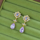 Lilac Water Drop Long Earrings