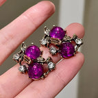 2510177A Purple Crystal Leaf Earrings