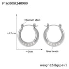 F1630-Steel Color Artificial Pearl Earrings