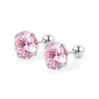 Steel Color round Pink Zirconium / 0.8*6*8 * 4mm