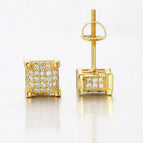 Gold White Stone + Threaded Earrings