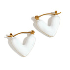 Oil Dripping Hollow Love Heart Earrings-White