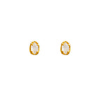 White Crystal Gold Stud Earrings