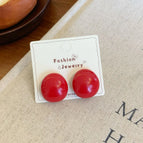 YGW04 [Large Size] Red Round Bun Earrings