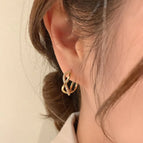 12# Golden Cross Twisted Ear Ring-E0199 Silver Needle