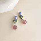 Tulip Strawberry Quartz-Silver Needle