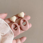9# pink ring love earrings