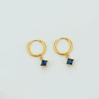E0081-5 Blue Square Earrings
