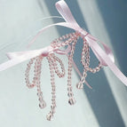 Ribbon Bow Earrings Pink
