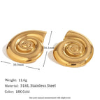 Conch Snail Shell Stud Earrings-Gold