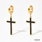 Kde664 Gold + Black Diamond Cross