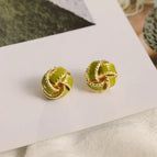 Green Concentric Knot Earrings (S925 Silver Needle)