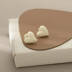 【2527】White Heart Mosquito Coil Clip-on Earrings