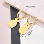 22.5x15mm / Gold Pineapple Earrings (Gold) / 1 Pair/Package