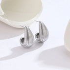 Water Drop Striped Earrings Just Color / 18K