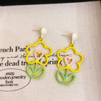 925 Silver Needle-Yellow Hollow Flower Ear Studs (G4370)-